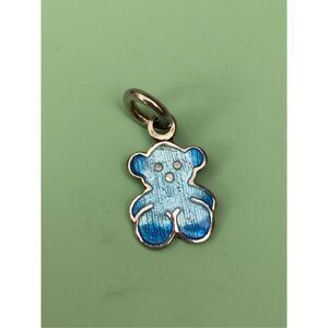 .925 Blue Vintage Teddy Bear Sterling Silver Jewelry Charm #bear #baby gift
